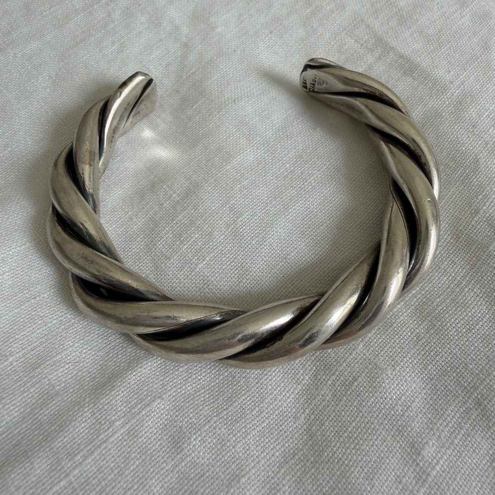 Vintage Chunky Sterling Silver Twisted Cuff Bracelet - Size 6”